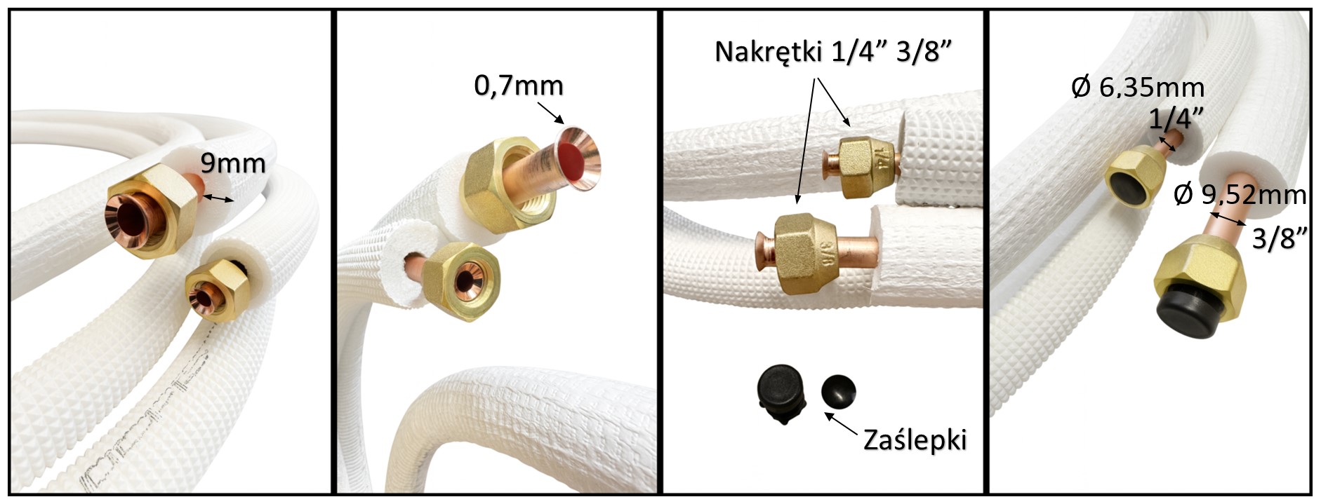 Zestaw rur miedzianych do klimatyzacji kielichowanych 1/4" 3/8" 3m - obrazek 2